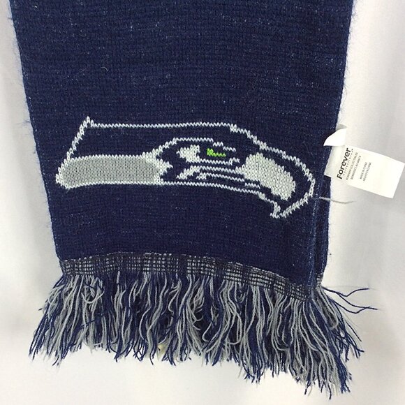 Seattle Seahawks NFL Knit Scarf Wordmark Double Sided Logo New Style - Picture 6 of 8